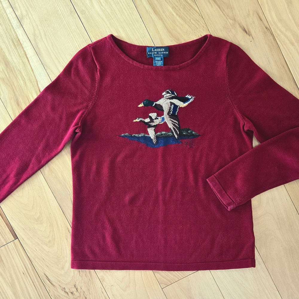 Lauren Ralph Lauren Red Sweater with Embroidered Design - Picture 2 of 6